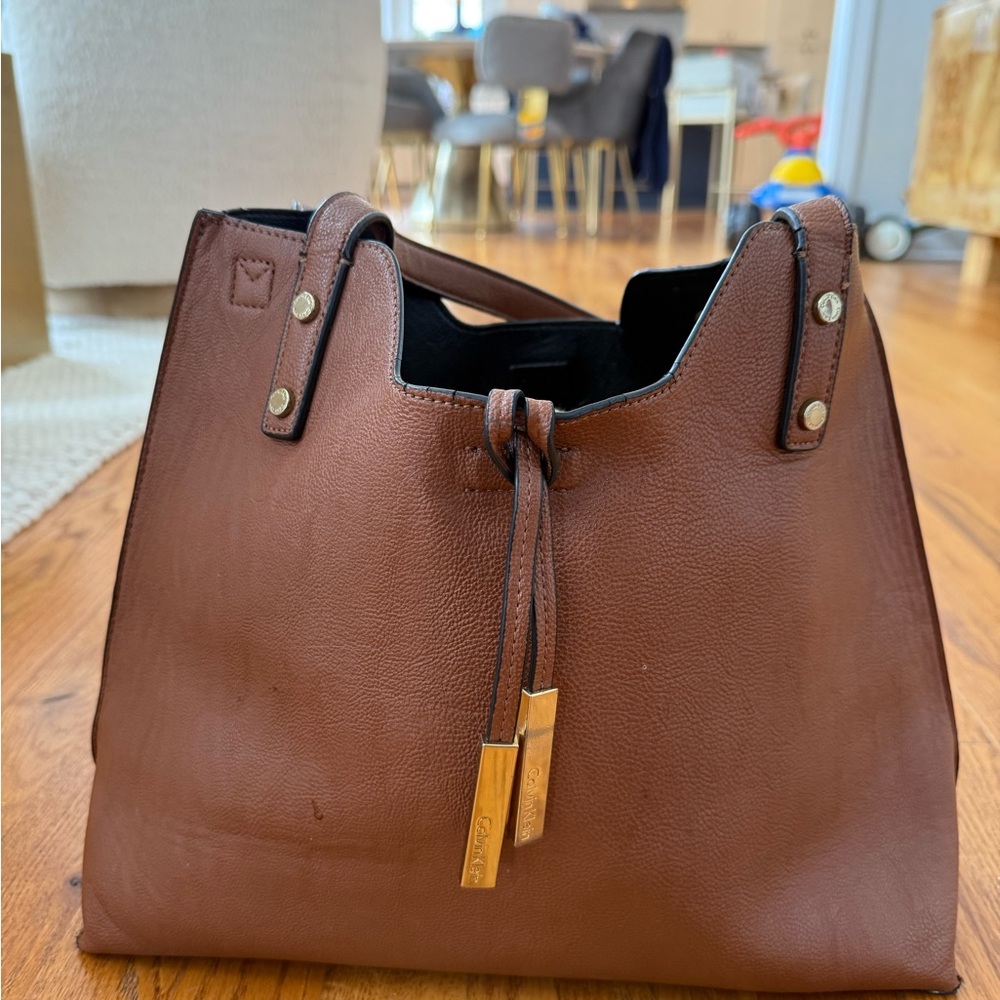 Calvin Klein Brown Leather Shoulder Bag